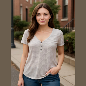 Denver Hayes stripped t shirt top pastel pink Sz M